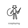 Cosplaying icon. Trendy modern flat linear vector Cosplaying icon on white background from thin line Activity and Hobbies collect