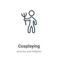 Cosplaying outline vector icon. Thin line black cosplaying icon, flat vector simple element illustration from editable activity