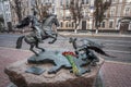 The Cossack Winner monument - Ukrainian Cossack spears a two-headed dragon - Kiev, Ukraine