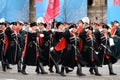 Cossacks of the Kuban Cossack army during the dress rehearsal of the military parade on Red Square in Moscow
