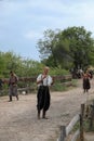 Cossacks train in martial arts on the island of Khortitsa Royalty Free Stock Photo