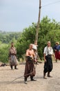 Cossacks train in martial arts on the island of Khortitsa