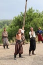 Cossacks train in martial arts on the island of Khortitsa