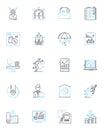 Cost arrangement linear icons set. Budget, Pricing, Payments, Allocations, Disbursements, Fees, Invoicing line vector Royalty Free Stock Photo