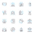 Cost arrangement linear icons set. Budget, Pricing, Payments, Allocations, Disbursements, Fees, Invoicing line vector Royalty Free Stock Photo