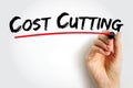 Cost Cutting - process used by companies to reduce their costs and increase their profits, text concept background
