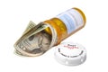 Cost of drugs metaphor, isolated Royalty Free Stock Photo