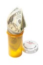 Cost of drugs metaphor, isolated Royalty Free Stock Photo