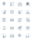 Cost estimation linear icons set. Budgeting, Projection, Calculation, Pricing, Estimation, Analysis, Forecasting line