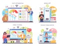 Cost optimization online service or platform set. Idea of financial