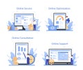 Cost optimization online service or platform set. Spending and cost reduction