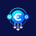 cost optimization and reduction icon with euro
