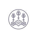 Cost optimization or reduction line icon