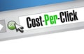 Cost per click message on a browser. illustration