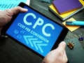 Cost Per Conversion CPC sign on the tablet.