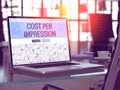 Cost Per Impression Concept on Laptop Screen. Royalty Free Stock Photo