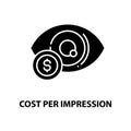 cost per impression icon, black vector sign with editable strokes, concept illustration Royalty Free Stock Photo