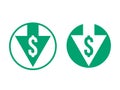 Cost price dollar decrease exchange index icon