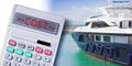 Cost and rates about yacht and boat rental and berth rental - mooring for rent concept with calculator