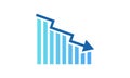 Cost reduce icon. Arrow down, graph analysis. Vector illustration, Simple symbol business isolated