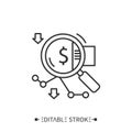 Cost reduction analysis line icon. Editable Royalty Free Stock Photo