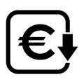 Cost reduction- decrease euro icon. Vector symbol isolated on background