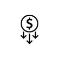 Cost reduction outline icon