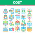 Cost Reduction Sale Collection Icons Set Vector Royalty Free Stock Photo