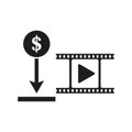 Cost reduction video. Affordable content. Economic symbol. Vector illustration. EPS 10. Royalty Free Stock Photo