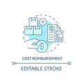 Cost reimbursement turquoise concept icon