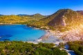 Cost of Sardinia: Peninsula of Punta Molentis. View of beautiful beach at Punta Molentis, Villasimius, Sardinia, Italy. Beautiful Royalty Free Stock Photo