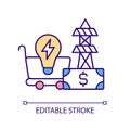 Cost to supply electricity RGB color icon Royalty Free Stock Photo
