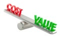 Cost Value, balance concept. 3D rendering Royalty Free Stock Photo