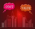 Cost Versus Value City Portrays Spending vs Benefit Received - 3d Illustration