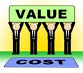 Cost Versus Value Sign Portrays Spending vs Benefit Received - 3d Illustration