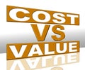 Cost Versus Value Sign Portrays Spending vs Benefit Received - 3d Illustration