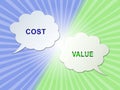 Cost Versus Value Talk Portrays Spending vs Benefit Received - 3d Illustration