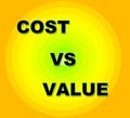 Cost Versus Value Words Portrays Spending vs Benefit Received - 3d Illustration