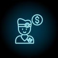 Cost, veterinary blue neon icon. Simple thin line, outline vector of petshop icons for ui and ux, website or mobile application