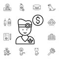Cost, veterinary flat vector icon in petshop pack