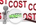 Cost Vs Benefit Magnifier Means Comparing Price Against Value - 3d Illustration