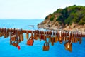 Costa Brava beach Lloret de Mar padlocks in a row Royalty Free Stock Photo