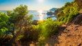Costa Brava nature landscape on sea coast. Picturesque view on sea spanish coastline