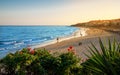 Costa Calma beach in the sunset light on the Atlantic Ocean coast Royalty Free Stock Photo