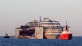 Costa Concordia, sea voyage and arrival at the port of Genoa Voltri