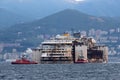 Costa Concordia, sea voyage and arrival at the port of Genoa Voltri