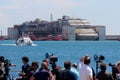 Costa Concordia, sea voyage and arrival at the port of Genoa Voltri