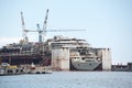 Costa Concordia wreck in Genoa Harbor