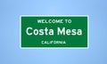 Costa Mesa, California city limit sign. Town sign from the USA.