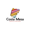 Costa Mesa California City Map Colorful Geometric Design